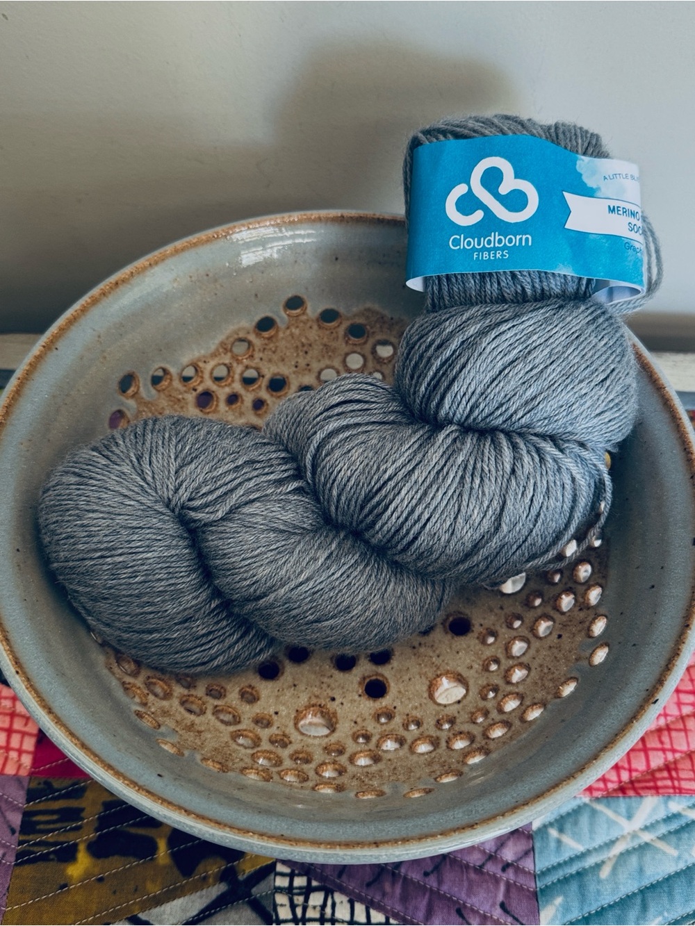 Cloudborn Fibers Merino Superwash Wool Yarn One Skein Graphite Heather